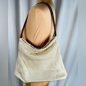 NWOT The Sak Double “Circle” Handle shoulder bag - Cream with Tan trim